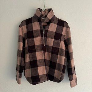 Madewell Plaid Waffle Half-Zip Popover Shirt Women's Size Small